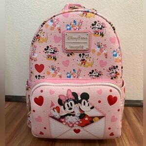 Disney LOUNGEFLY Pink Minnie and Mickey Kids Backpack
